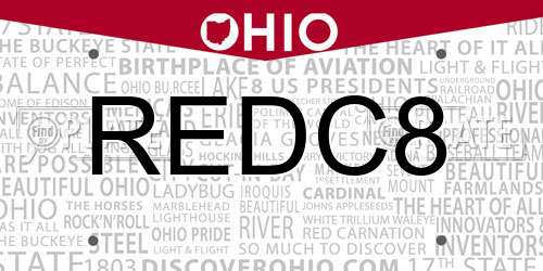 REDC8 Ohio License Plate