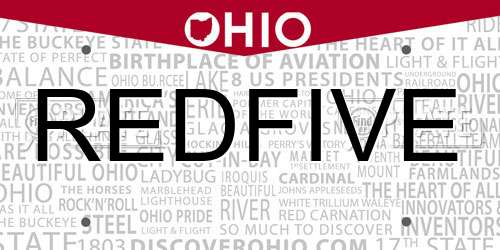 REDFIVE Ohio License Plate