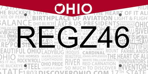 REGZ46 Ohio License Plate