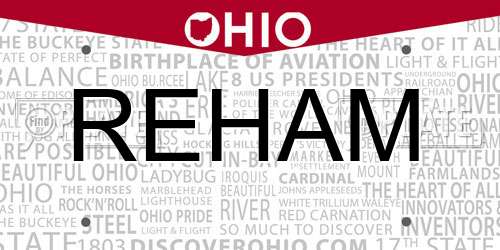 REHAM Ohio License Plate