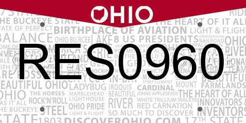 RES0960 Ohio License Plate