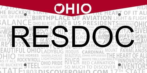 RESDOC Ohio License Plate