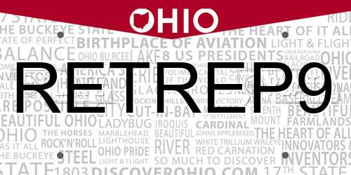 RETREP9 Ohio License Plate