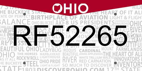 RF52265 Ohio License Plate