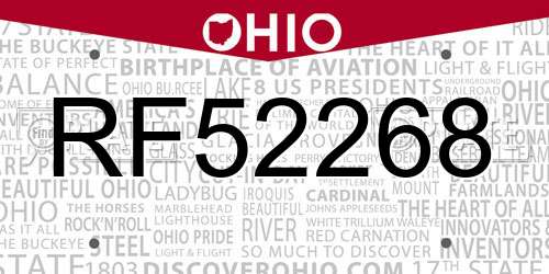 RF52268 Ohio License Plate