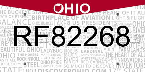 RF82268 Ohio License Plate
