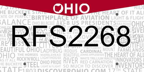 RFS2268 Ohio License Plate