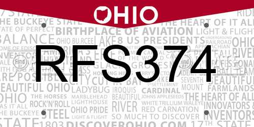 RFS374 Ohio License Plate