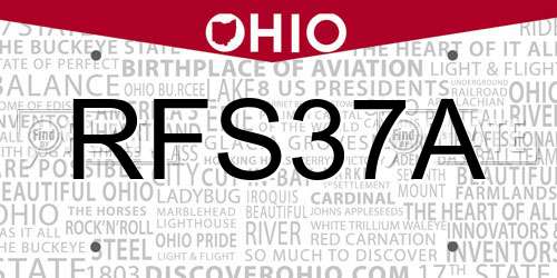 RFS37A Ohio License Plate
