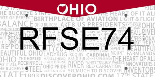 RFSE74 Ohio License Plate