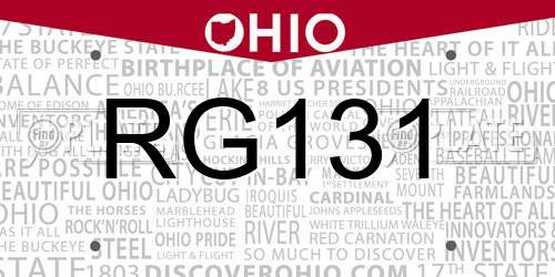 RG131 Ohio License Plate