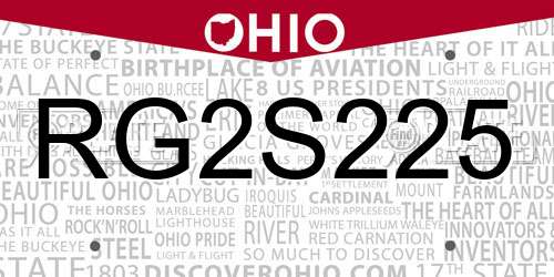 RG2S225 Ohio License Plate