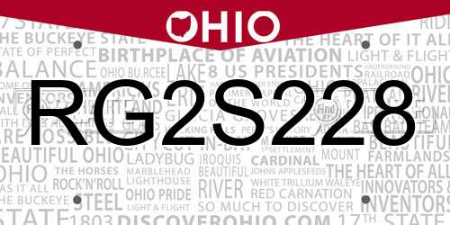 RG2S228 Ohio License Plate