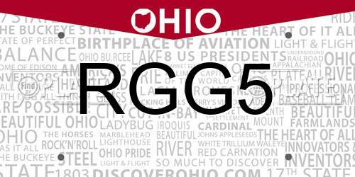 RGG5 Ohio License Plate