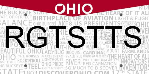 RGTSTTS Ohio License Plate