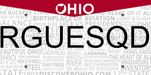 RGUESQD Ohio License Plate
