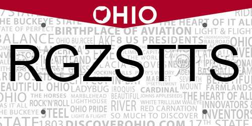 RGZSTTS Ohio License Plate