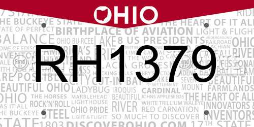 RH1379 Ohio License Plate