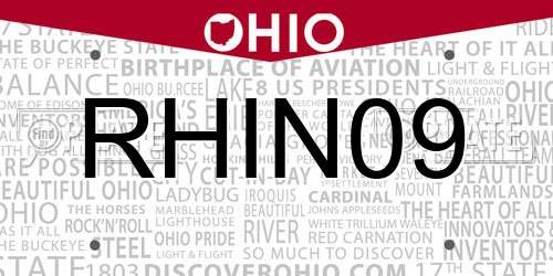 RHIN09 Ohio License Plate