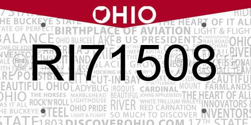 RI71508 Ohio License Plate