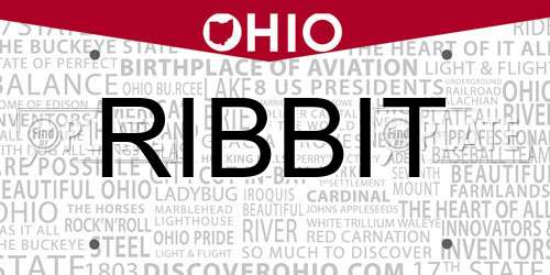 RIBBIT Ohio License Plate