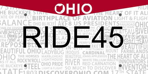 RIDE45 Ohio License Plate