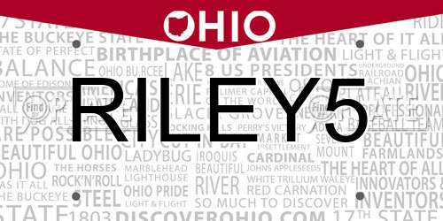 RILEY5 Ohio License Plate