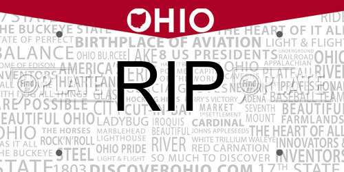 RIP Ohio License Plate