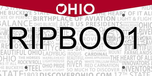 RIPBOO1 Ohio License Plate