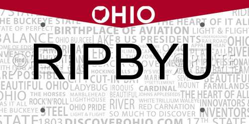 RIPBYU Ohio License Plate