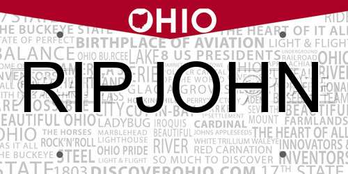 RIPJOHN Ohio License Plate