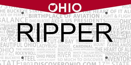 RIPPER Ohio License Plate
