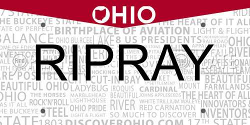RIPRAY Ohio License Plate