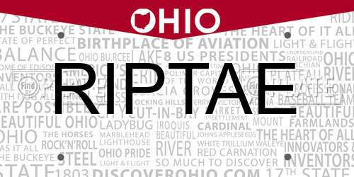 RIPTAE Ohio License Plate
