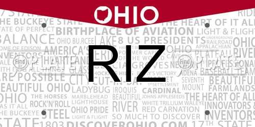 RIZ Ohio License Plate