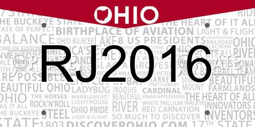 RJ2016 Ohio License Plate