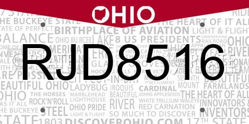 RJD8516 Ohio License Plate
