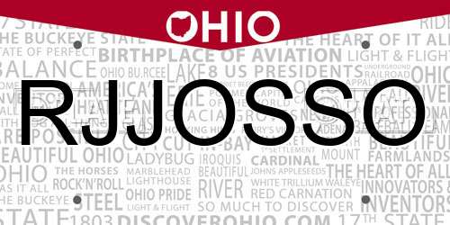 RJJOSSO Ohio License Plate