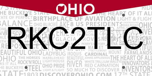 RKC2TLC Ohio License Plate