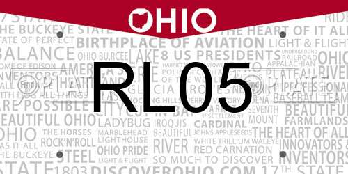 RL05 Ohio License Plate