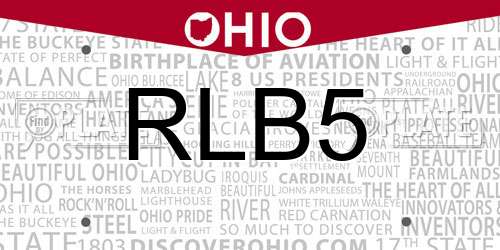 RLB5 Ohio License Plate