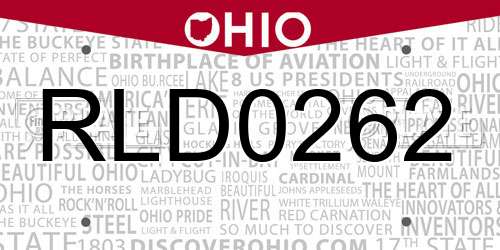 RLD0262 Ohio License Plate