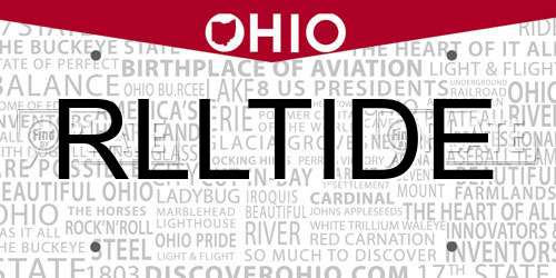 RLLTIDE Ohio License Plate