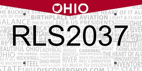 RLS2037 Ohio License Plate