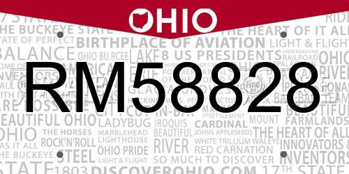 RM58828 Ohio License Plate