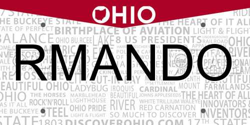 RMANDO Ohio License Plate