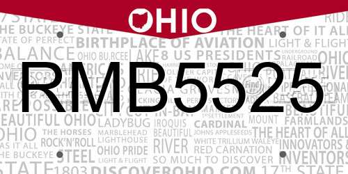 RMB5525 Ohio License Plate