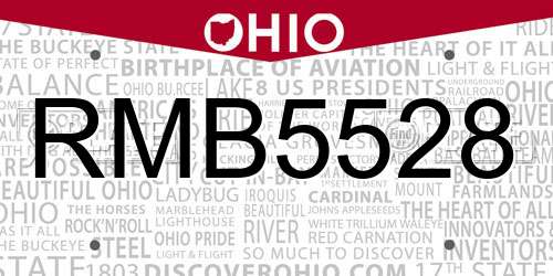 RMB5528 Ohio License Plate