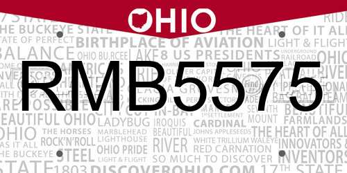 RMB5575 Ohio License Plate