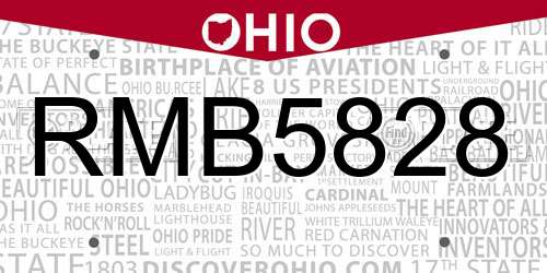 RMB5828 Ohio License Plate